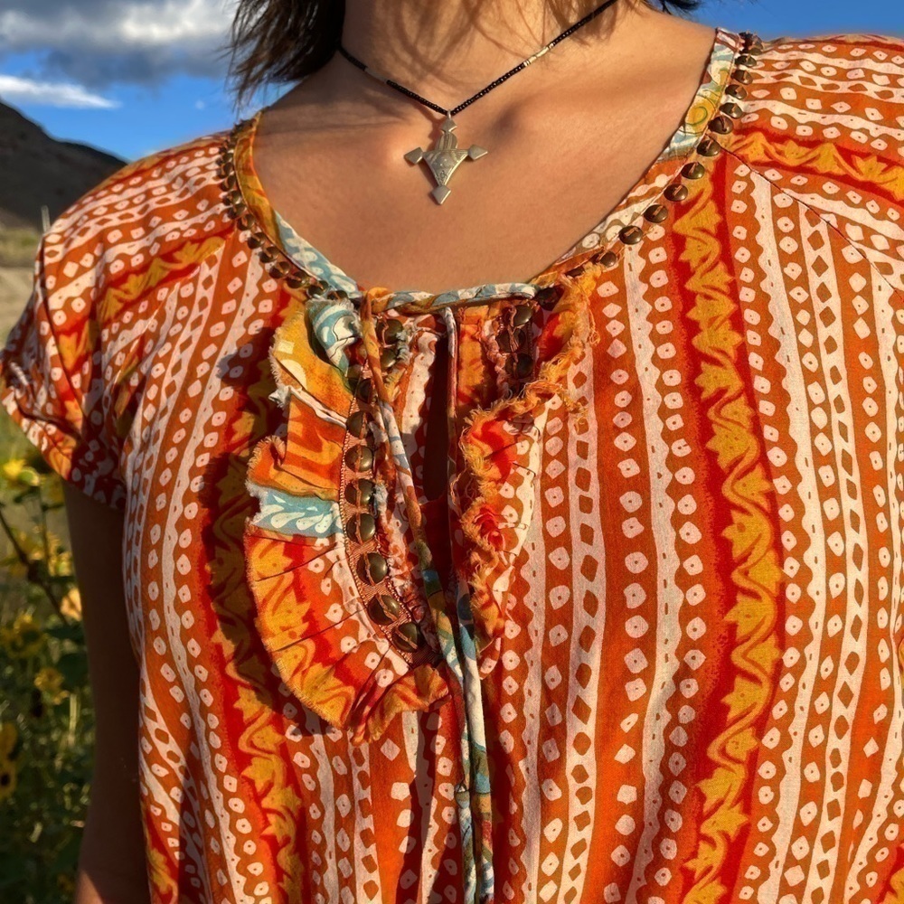 🌈 World Market Global Boho Hippie Tribal Dress - Picture 3 of 4